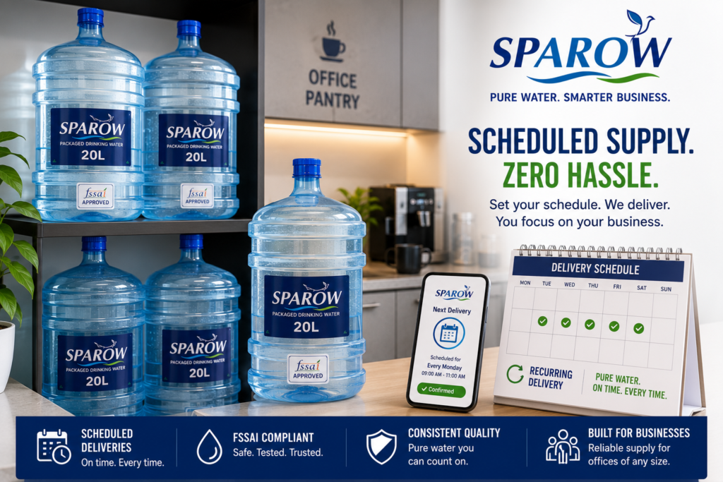 Scheduled bulk office bottled water delivery for Tamil Nadu workplaces
