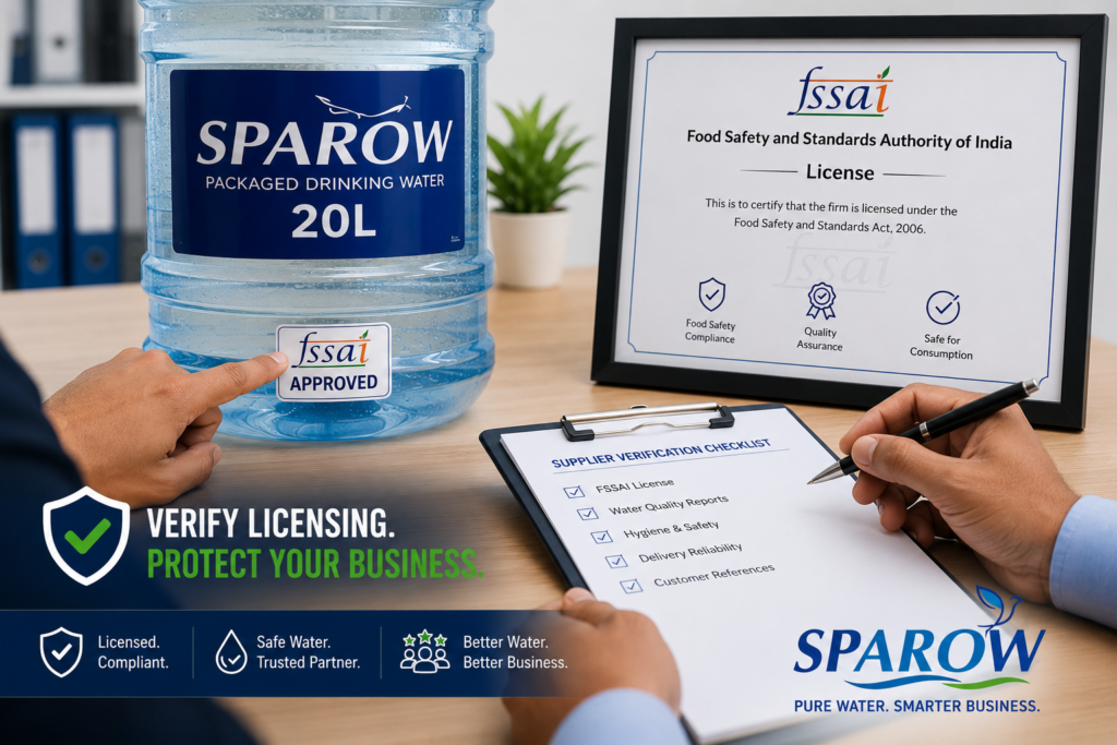 Verifying FSSAI licensing when you choose a drinking water supplier for your office