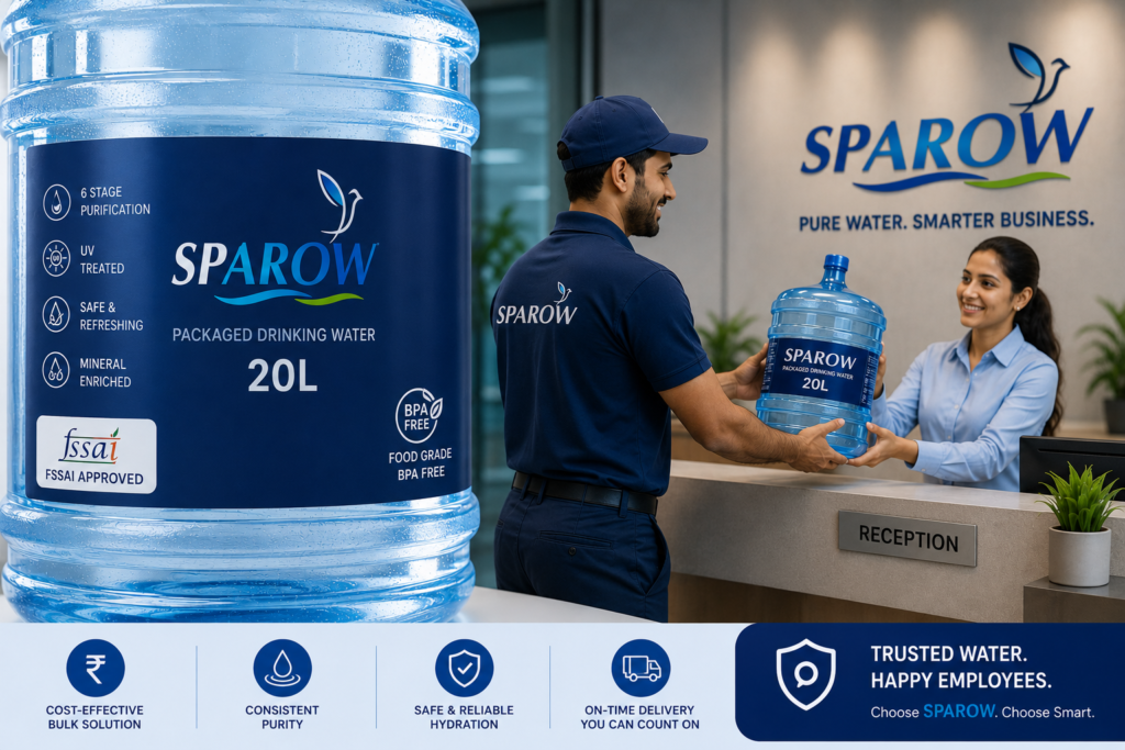 SPAROW FSSAI-compliant bulk drinking water delivered to a South Tamil Nadu office